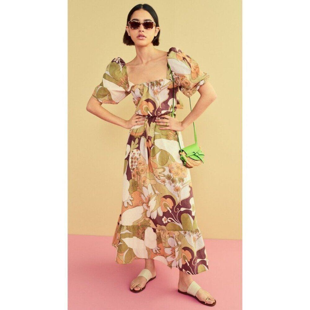 NEW Antik Batik Bahia Knoty Dress Size‎ Small Green Khaki Maxi